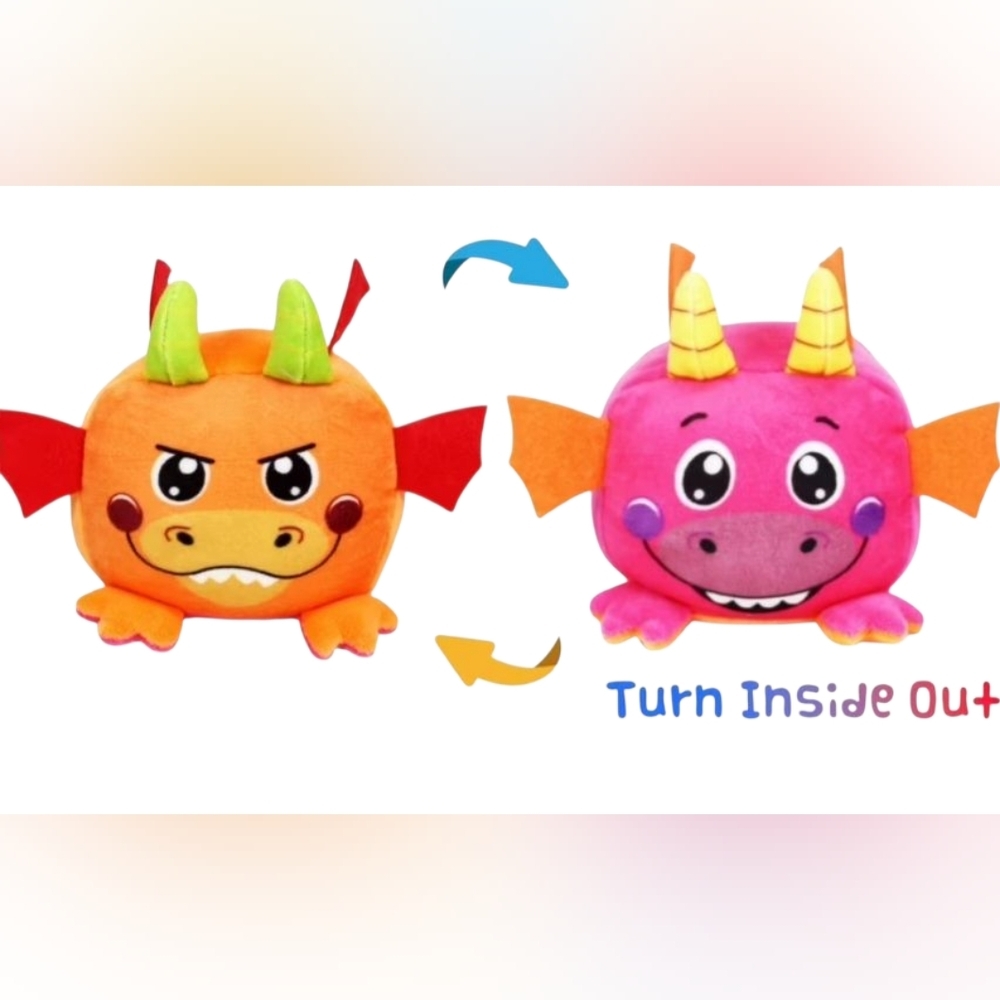 Reversible Dragon Plush Toy - Pink and Orange